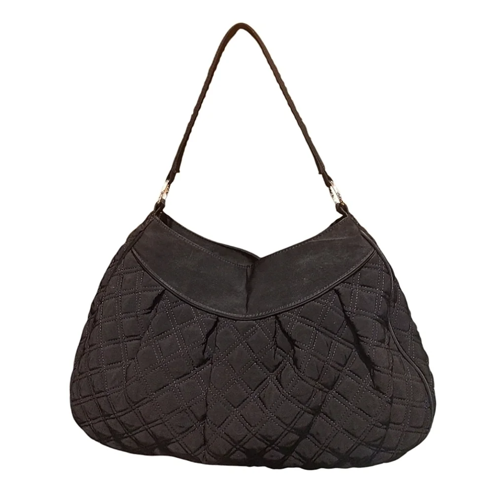 Vera Bradley Black Hobo Bag with Slouchy Shape and Textured Fabric